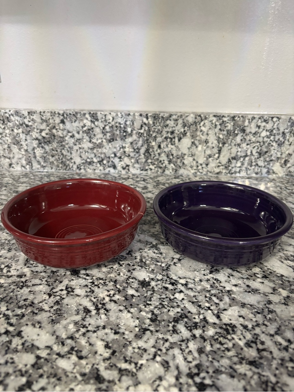 Red and Purple Ceramic Serving Bowls - Set of 2